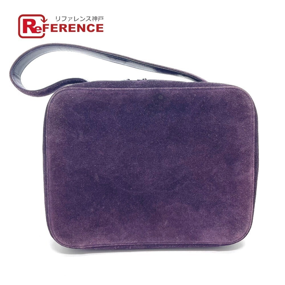 Chanel CC Coco Mark Square Bag Accessory Handbag Suede Purple